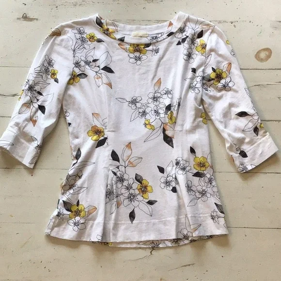 Anthropologie t.la Rooney White Floral Peplum Top - Picture 5 of 9